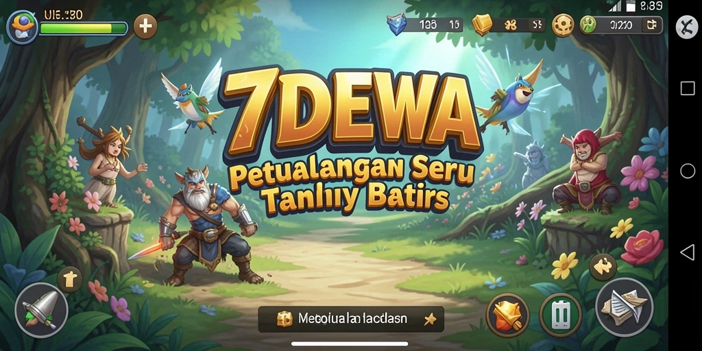 Tangkapan layar gameplay 7DEWA dengan aksi petualangan yang seru.
