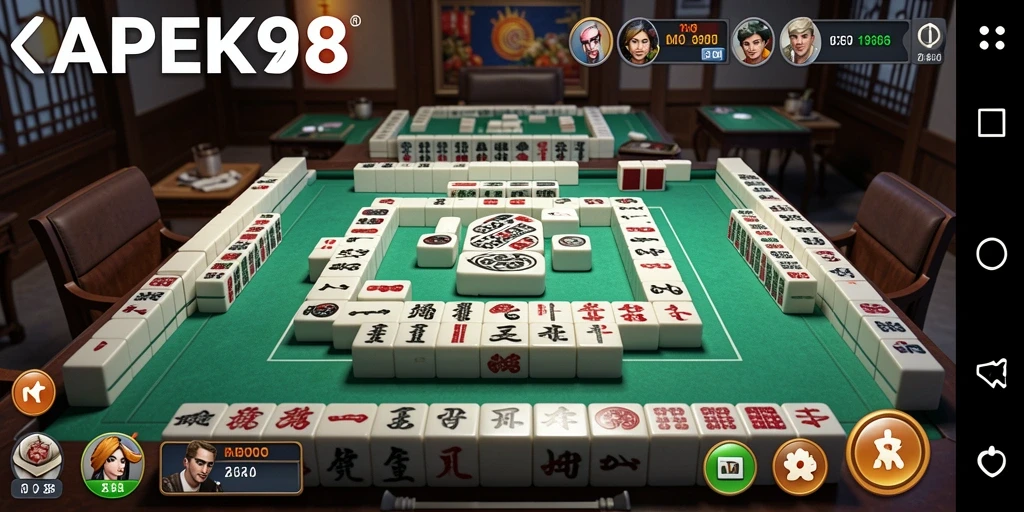 Tampilan gameplay APEK88 yang memukau dan penuh strategi Mahjong.