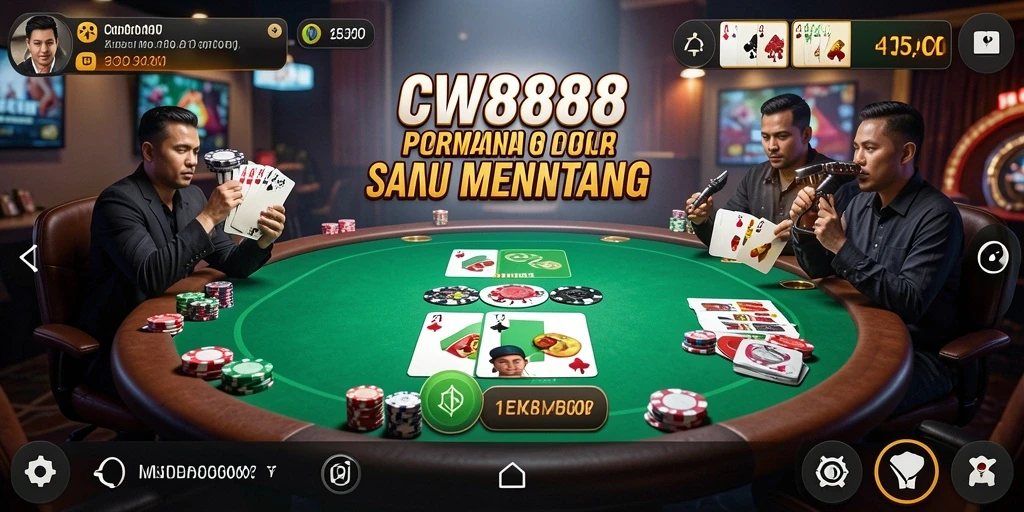 Screenshot gameplay CW8888 menampilkan suasana poker yang kompetitif dan seru.