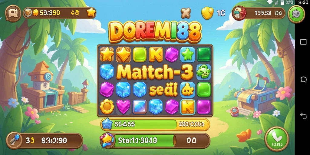 Tangkapan layar gameplay DOREMI88 yang menampilkan keseruan match-3.