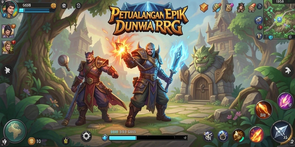 Screenshot gameplay G668 menunjukkan pertarungan seru antara karakter dalam dunia RPG.