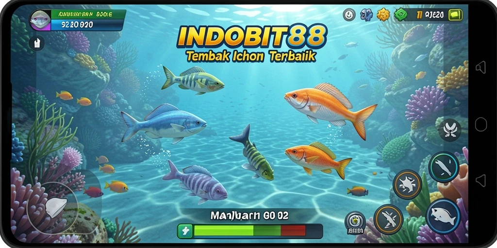 Tampilan gameplay seru di INDOBIT88 dengan aksi Tembak Ikan.