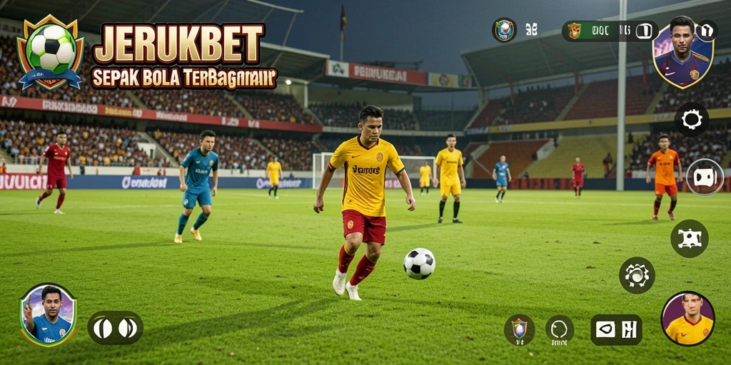 Screenshot gameplay JERUKBET menampilkan aksi sepak bola yang seru dan grafis menakjubkan.