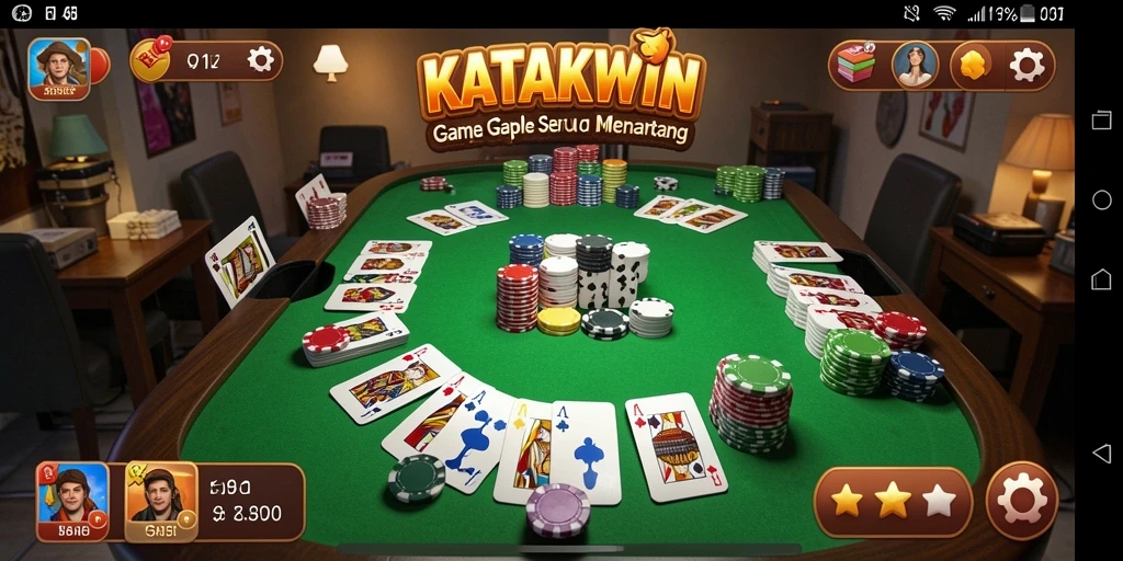 Screenshot gameplay KATAKWIN dengan visual gaple yang menarik.