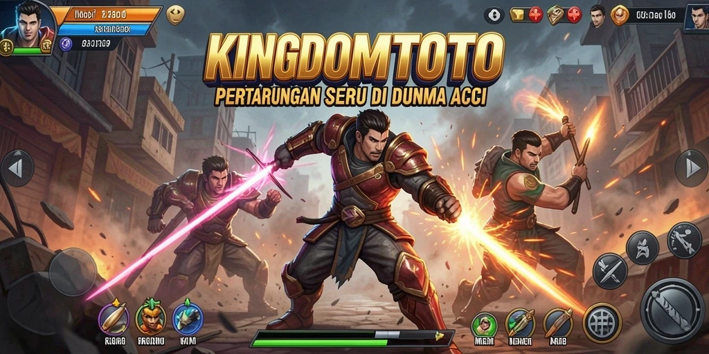 Tangkapan layar KINGDOMTOTO menunjukkan aksi bertarung yang mendebarkan.