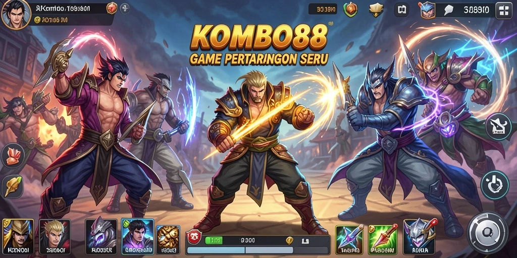 Tampilan gameplay pertarungan seru di KOMBO88
