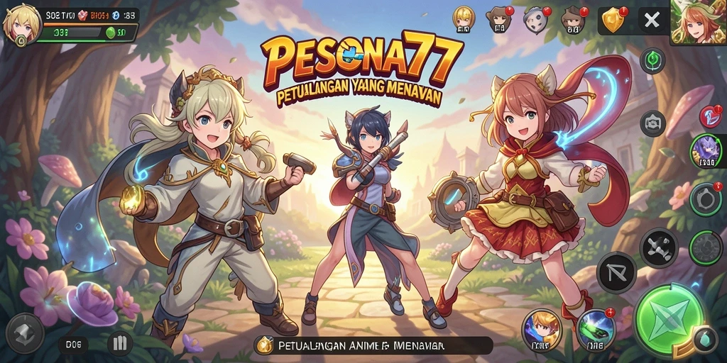 Screenshot gameplay PESONA77 menampilkan aksi karakter Anime yang seru.
