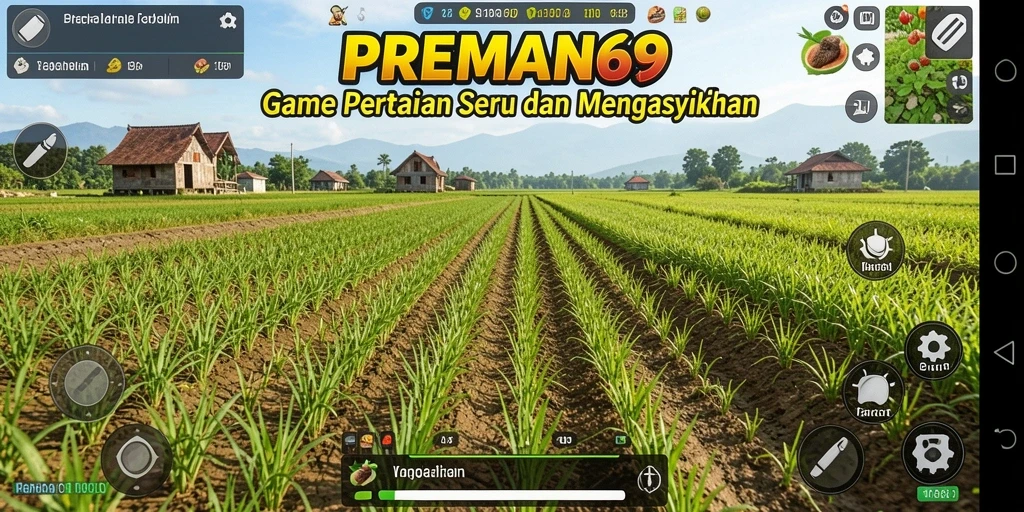 Tangkapan layar gameplay PREMAN69 yang menunjukkan aktivitas bertani.