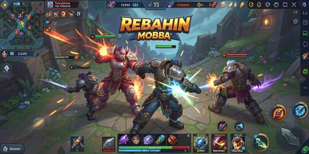 Tampilan gameplay menarik dari REBAHIN saat pertarungan antara karakter.