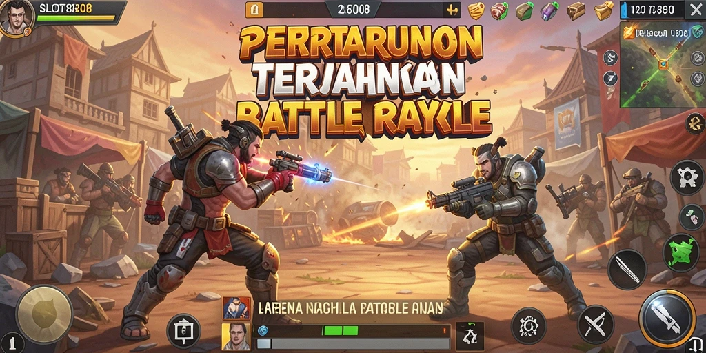 Screenshot SLOT8808 menampilkan aksi seru dalam pertarungan Battle Royale.