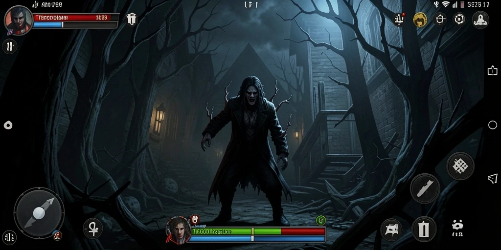 Tampilan gameplay menegangkan dari ST789 dengan suasana gelap dan menyeramkan.